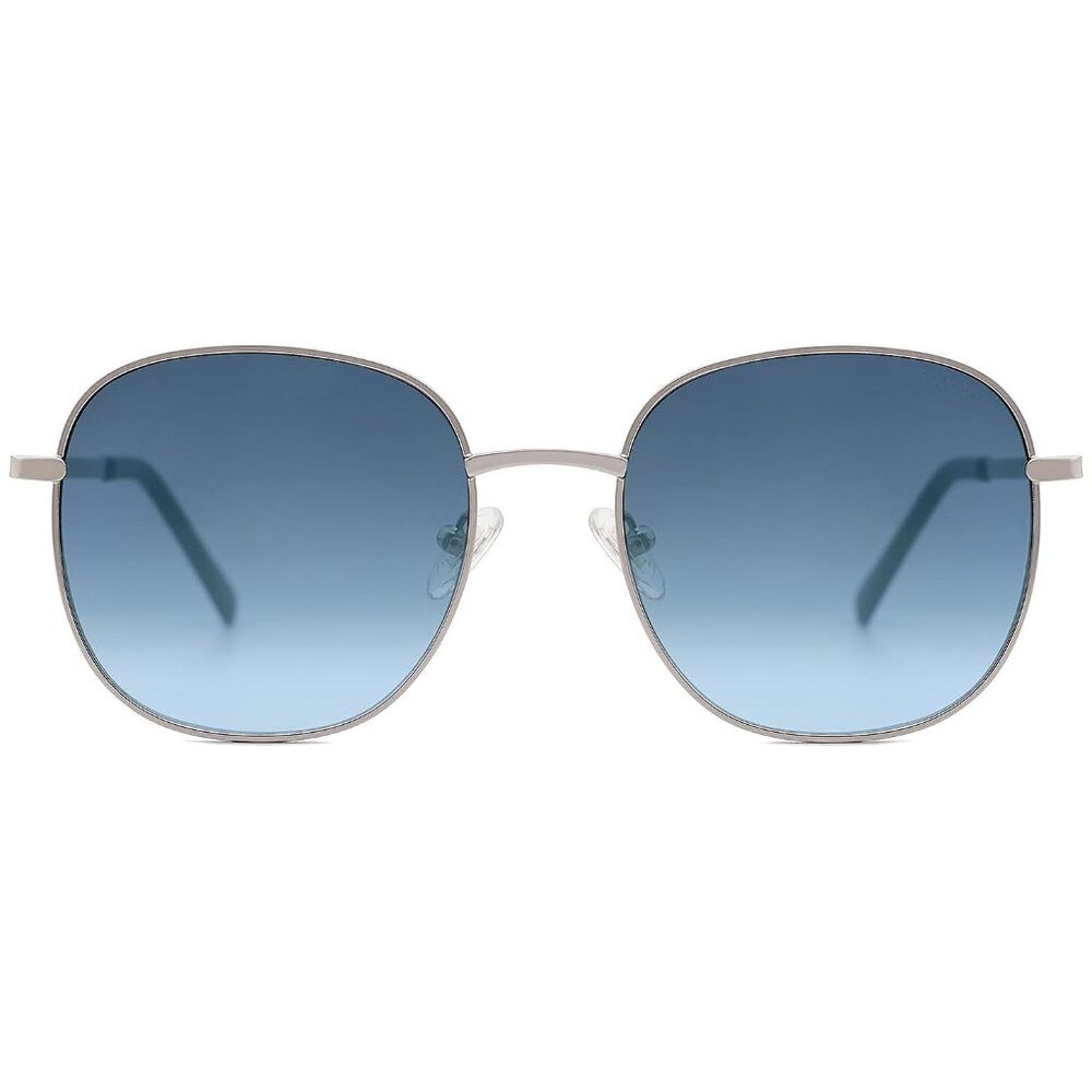 Classic Trendy Square Sunglasses for Women Men , Silver/Gradient Blue